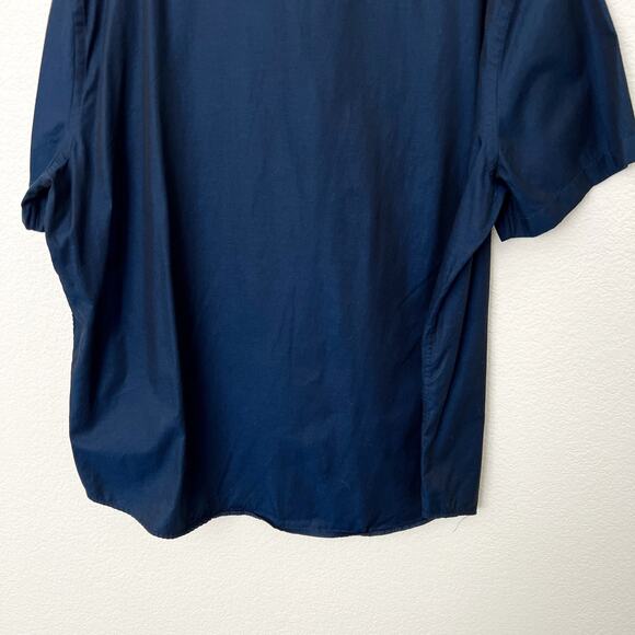 [Express] Blue Short Sleeve Casual Button Down Shirt 100% Cotton Metallic Sz XXL - Picture 8 of 10